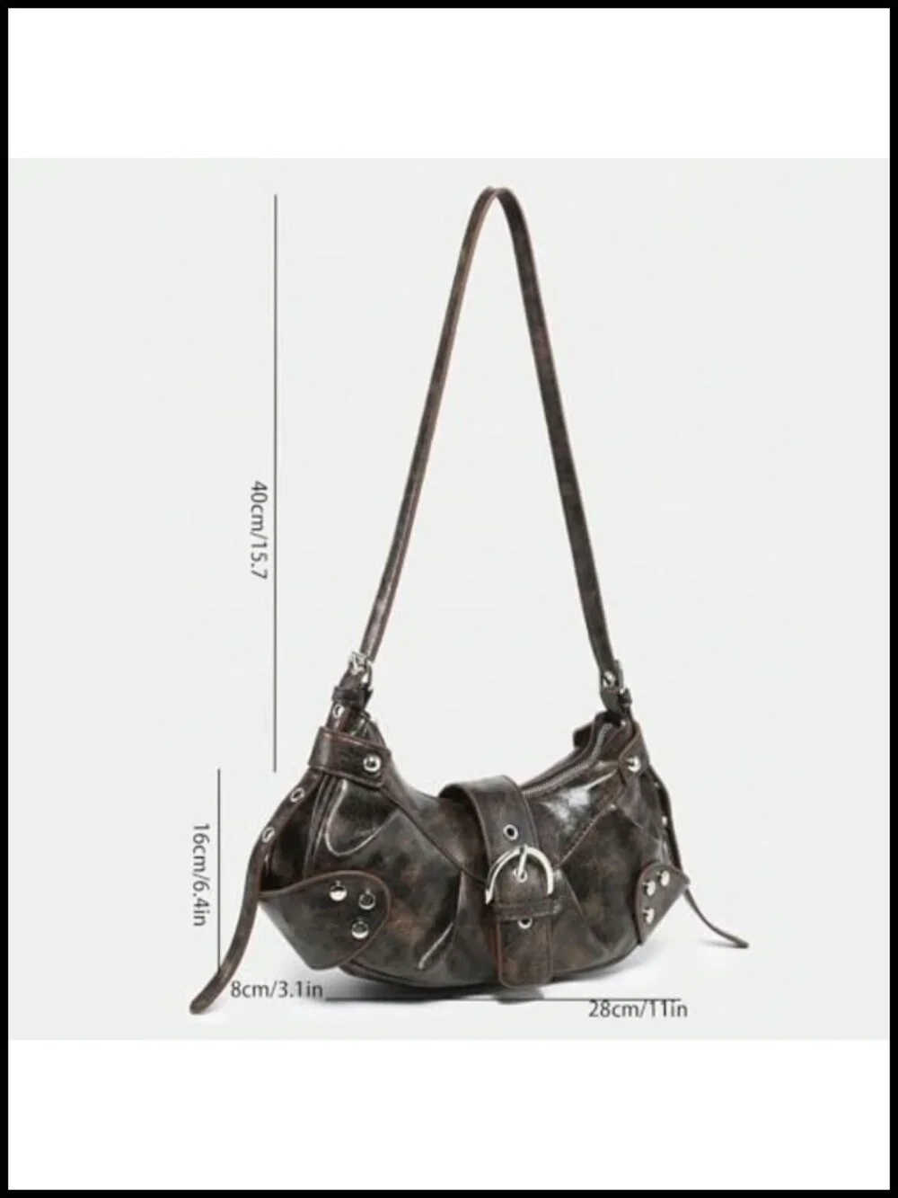 Faux Leather Hobo Shoulder Bag Y2K Punk Clutch Purse